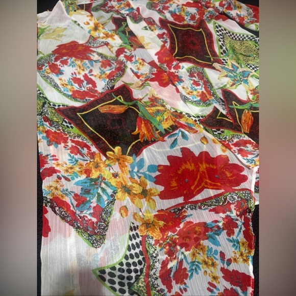 Women’s Colorful Kimono Cardigan Open Cover Up Sheer Bright Floral Layer Artsy - Picture 5 of 10